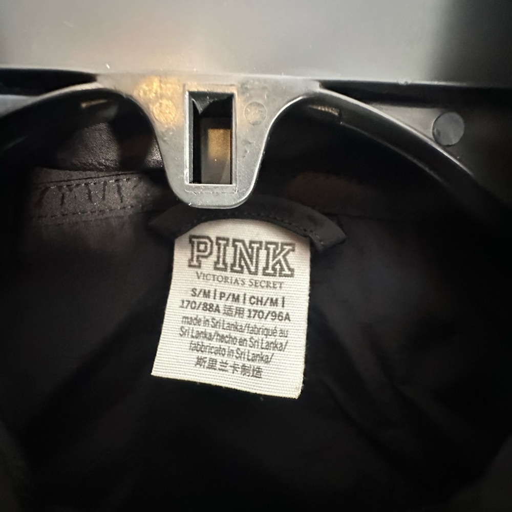 PINK Victoria's Secret Black Lightweight Zip Windbreaker Jacket - Picture 3 of 6